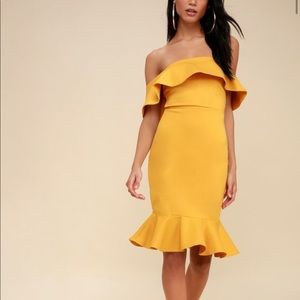RARE mustard “Confidence” dress by Lulus.